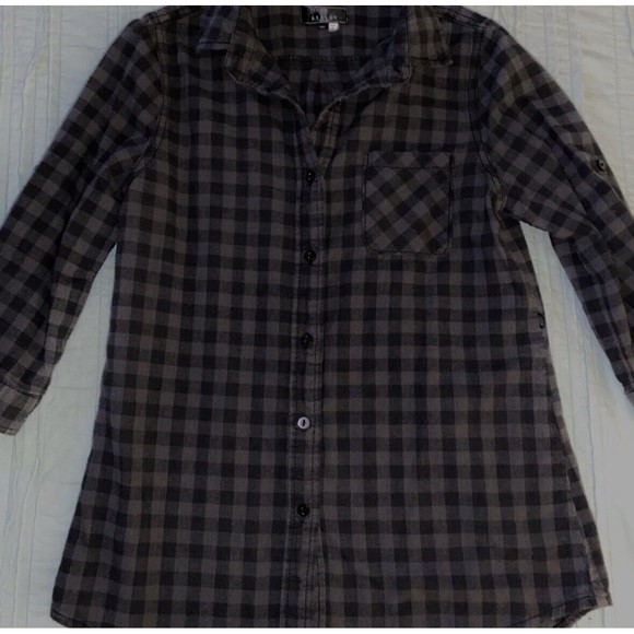 3 Womens Size Small/Medium Shirts Button Down Tunic Tops Flannel Plaid Retro - Picture 7 of 7